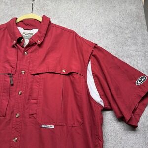 Fishing Shirt Drake Men's Burgundy Button Up Short Sleeve Vented Outdoor XL